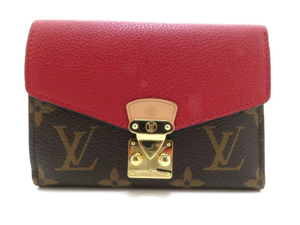 LOUIS VUITTON Portefeuille Pallas Compact Monogram Cerise Red Tri fold Wallet